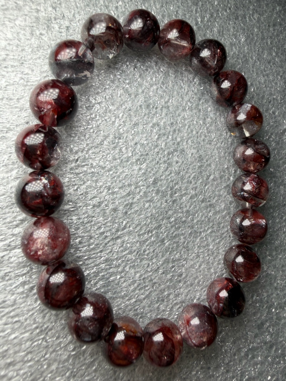 Gorgeous 10MM Rainbow Fire Quartz Natural Crystal Bracelet